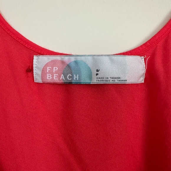 Hot Pink Red Free People Beach S Ruffle Flowy Crop Top - Picture 5 of 6